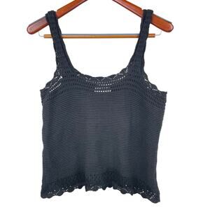 Womens Top Sz M Crochet Fairy Grunge Sustainable Whimsigoth Boho Natural Earthy